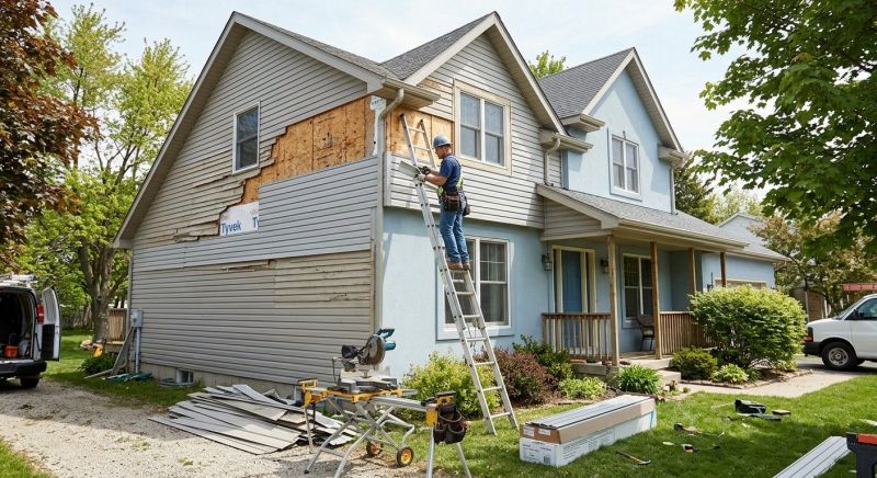 Our team working on Siding Service projects in Goshen, OH